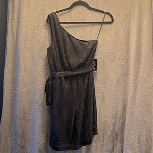 Purple and black one shoulder cocktail dress